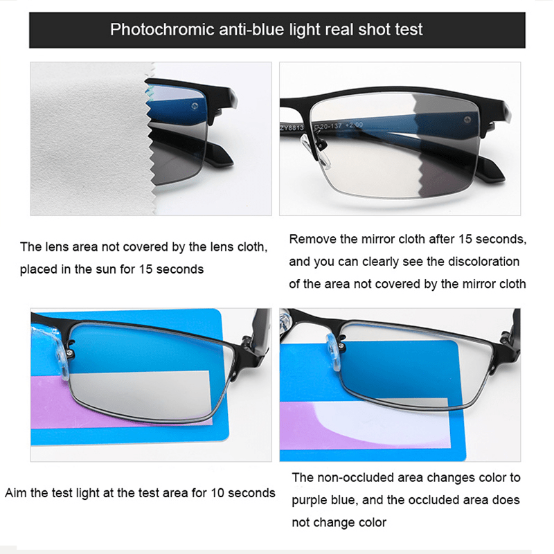 Stainess Steel Ultra - Light Multi - Focal  Photochromic Reading Glasses
