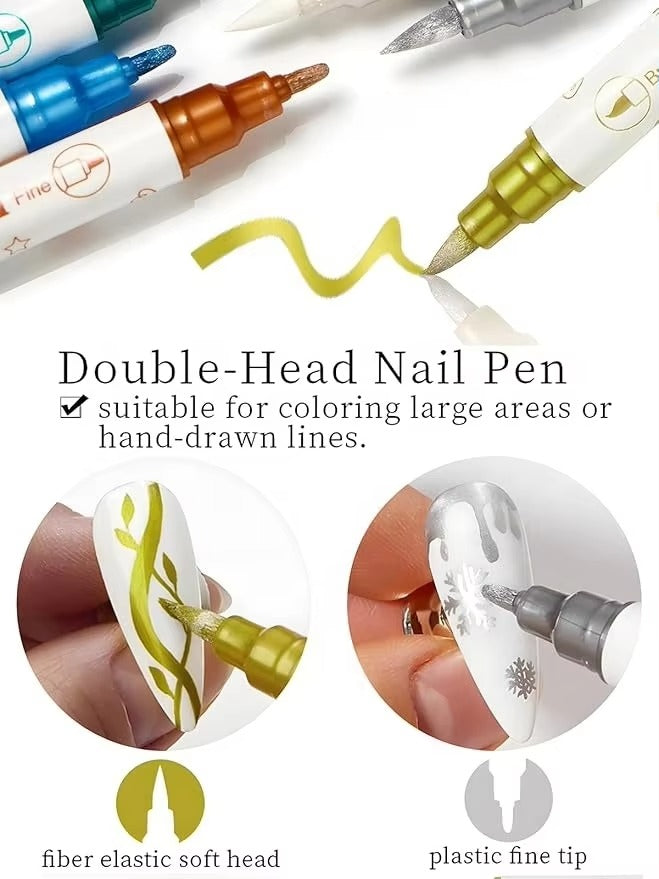 GlamGlitz Dual-Tip Nail Art Pens Set
